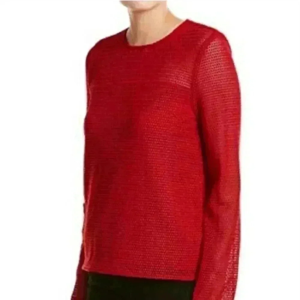 Diane von Furstenberg Yeva Red Desire Crochet Top Shirt Sweater Size 10